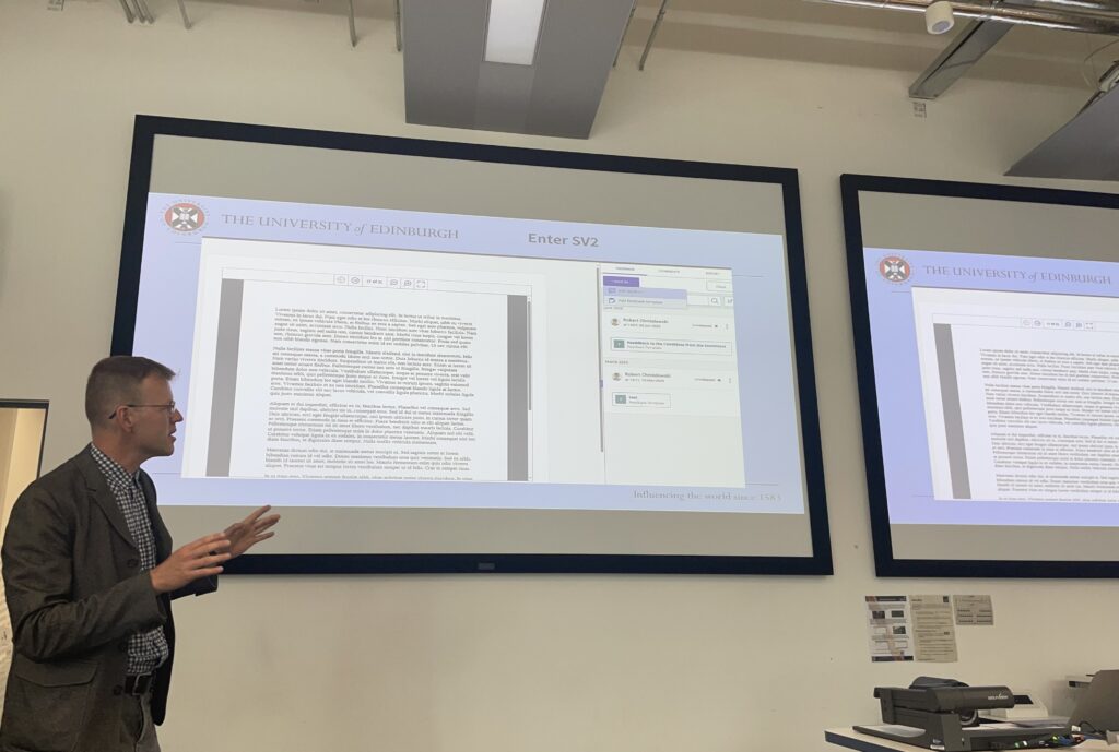 Photograph of presentation at Scottish PebblePad User Group