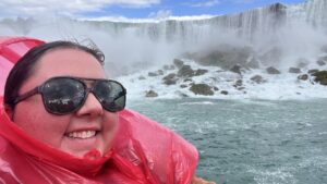A soaked Stephanie at Niagara Falls!