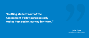 “Getting students out of the Assessment Valley paradoxically makes it an easier journey for them.” John Egan, University of Auckland