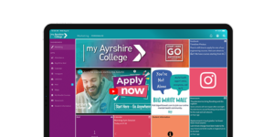 Ayrshire College Student Engagement Portal Dashboard on ipad tablet screen